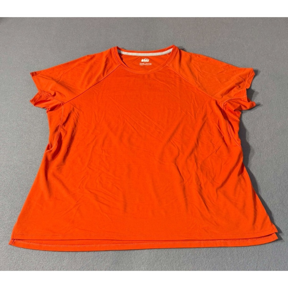 REI Co-op Shirt Womens Orange Short Sleeve 1XLarge Crew Hiking Outdoor